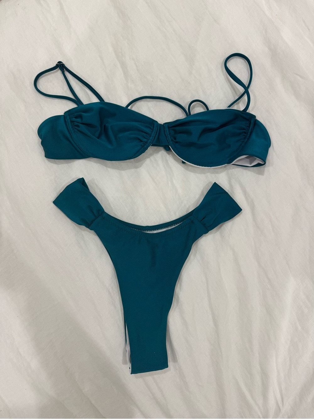 SHEIN Deep Teal Underwire Bikini Set XS NWT Hygienic Liner